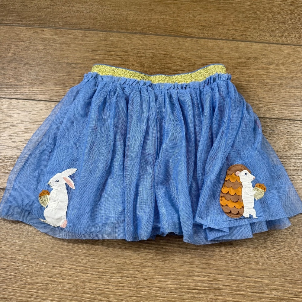 Mini Boden Applique Tulle Twirl Skirt Woodland Animals Blue 6-7 Y Fall School - Picture 6 of 12